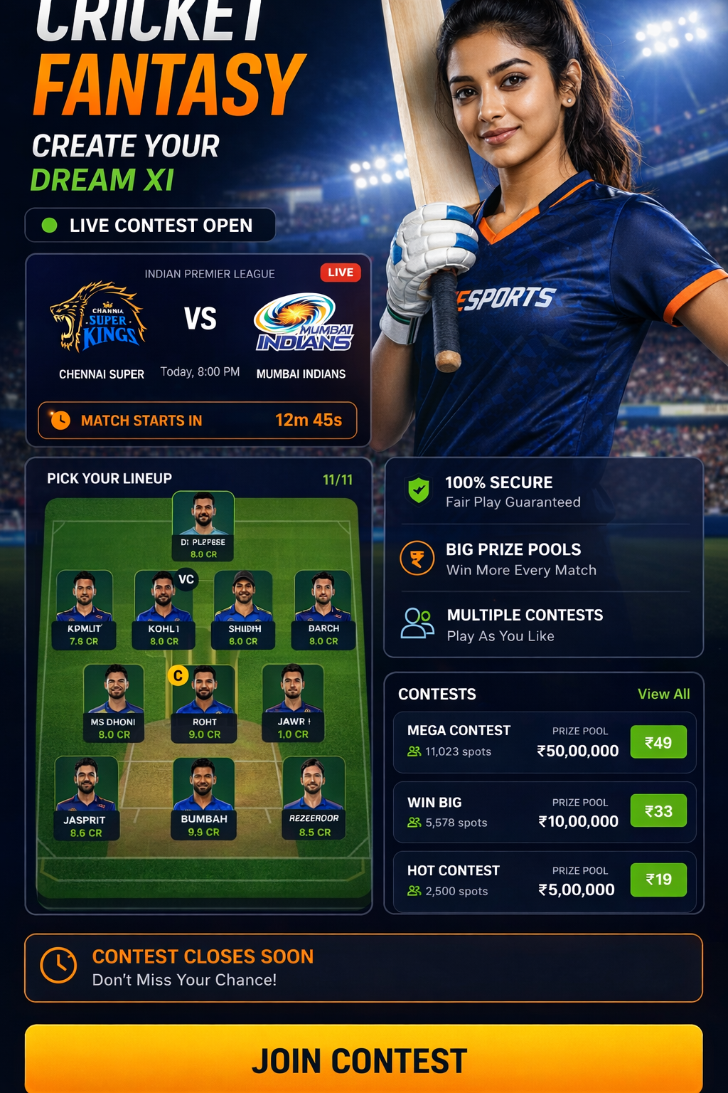 Come Club 11 cricket matchday visual