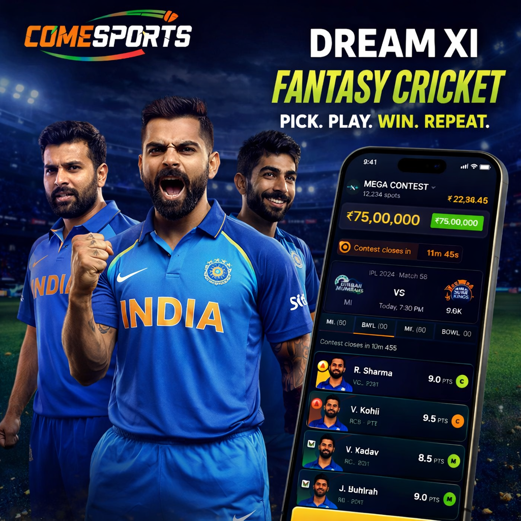 Come Club 11 fantasy cricket and India team visual